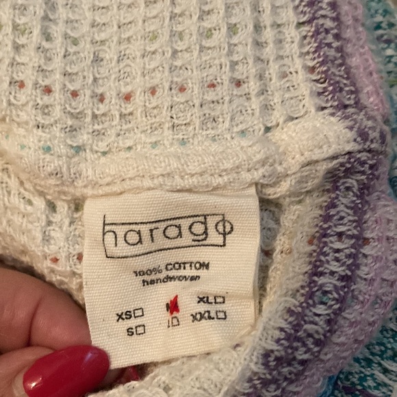 Harago Multicolor Men’s Jacket Handwoven Plaid Button front Waffle Knit Cotton - Picture 7 of 12